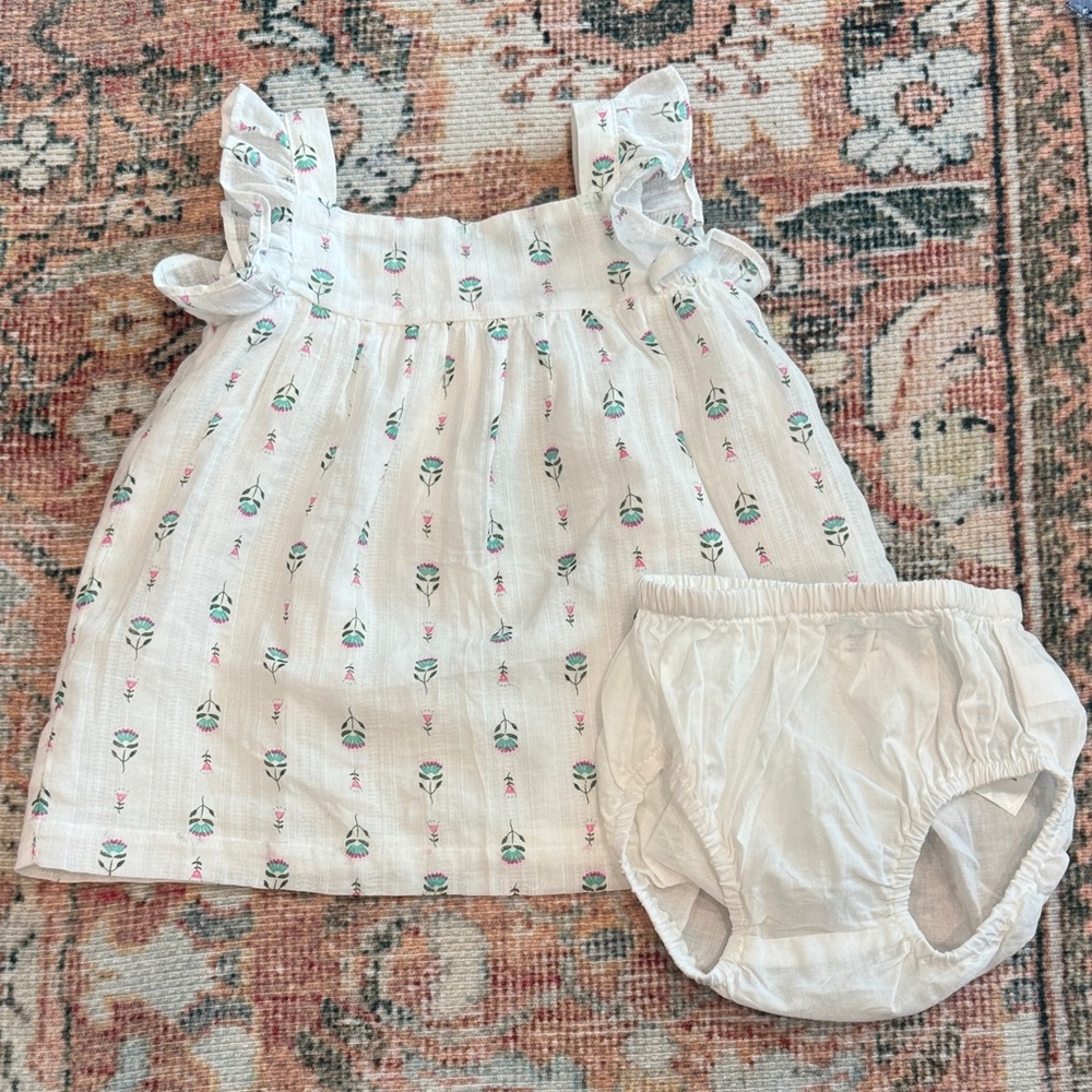 Janie and Jack White Floral Diaper Cover Set